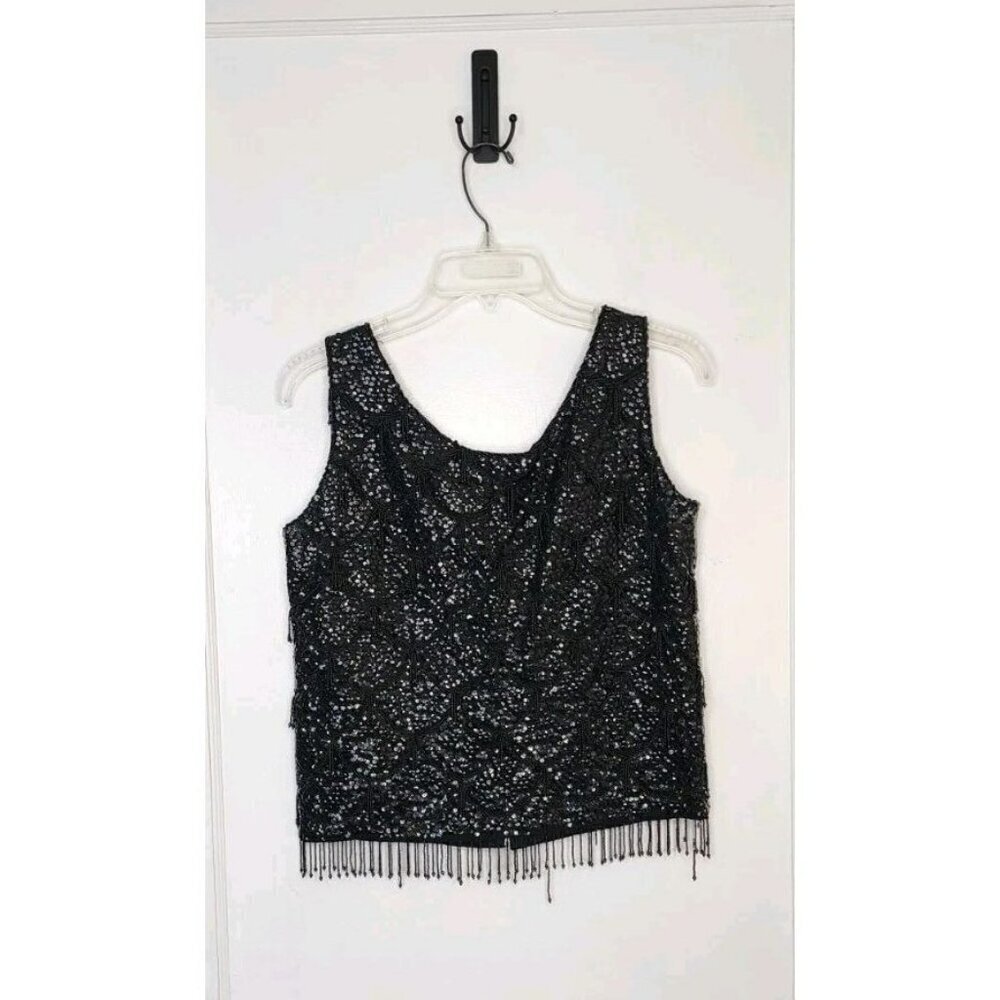 Imperial Imports 50s Hong Kong British Crown VTG Women’s S Wool Sequin Bead Top